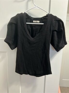 Black V-Neck Short Sleeve Top - Unknown Brand